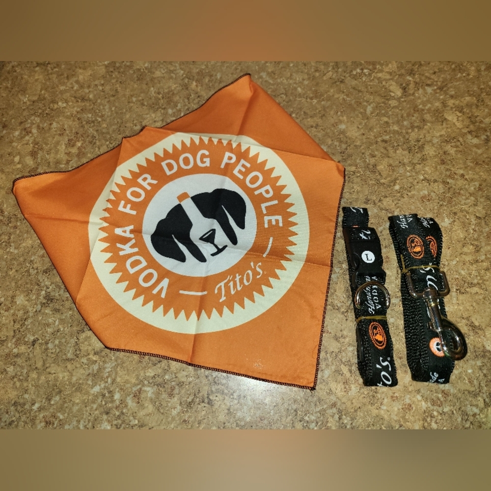 Tito's Vodka Dog Accessories: Leash, Collar, and Bandana